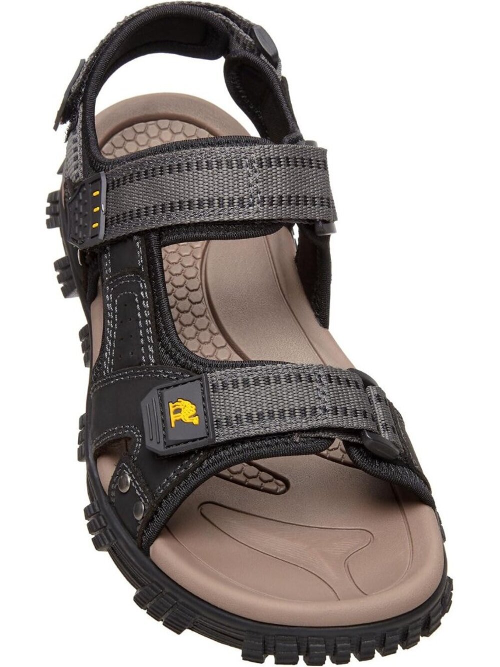 Men's Black And Grey Comfort Leather Athletic Arch Support Hiking Sandal Shoes